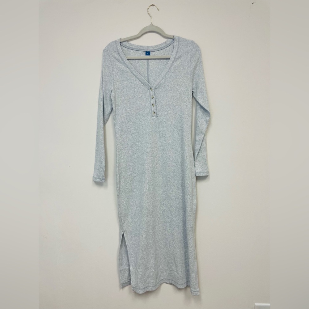Gap Gray Long Sleeve Cotton Dress
